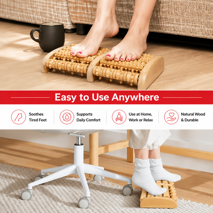 Premium Wooden Massage Tool Set Bamboo Gua Sha Foot Roller Stick Palm Massager Full Body Acupressure Therapy Tools Portable Home Gym Travel Wellness Kit