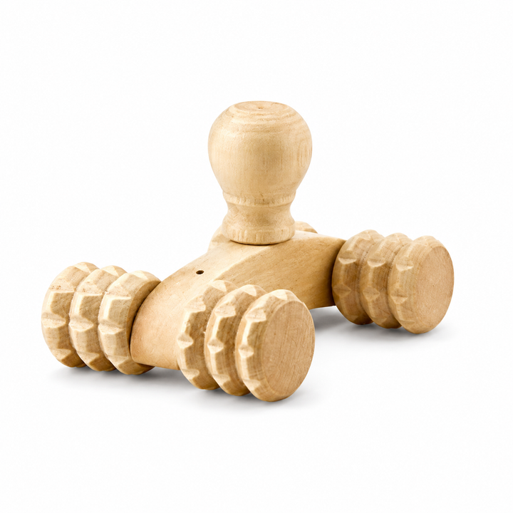 Premium Wooden Massage Tool Set Bamboo Gua Sha Foot Roller Stick Palm Massager Full Body Acupressure Therapy Tools Portable Home Gym Travel Wellness Kit