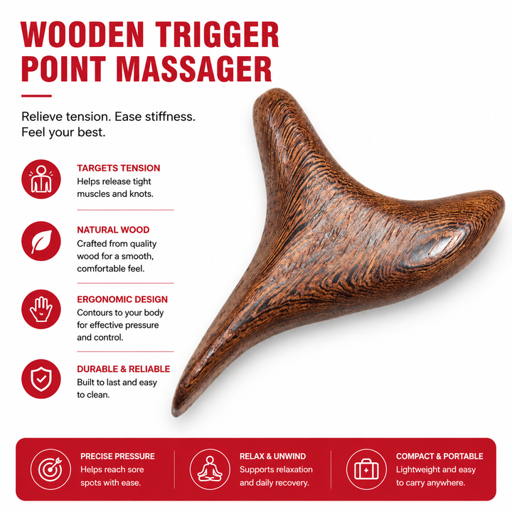 Premium Wooden Massage Tool Set Bamboo Gua Sha Foot Roller Stick Palm Massager Full Body Acupressure Therapy Tools Portable Home Gym Travel Wellness Kit