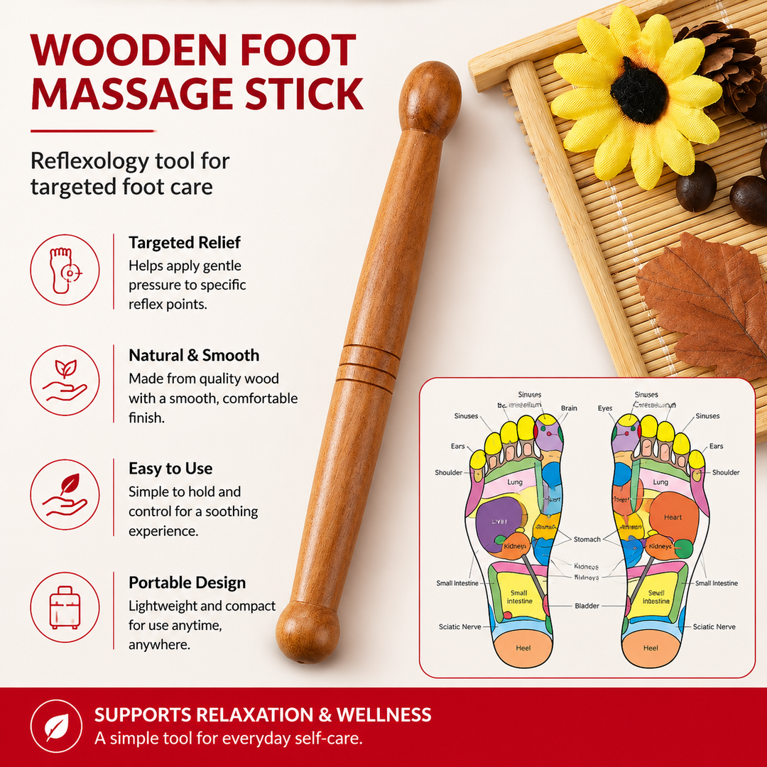 Premium Wooden Spa Massage Roller Stick Muscle Deep Tissue Body Massager Foot Back Cellulite Relief Relaxation Self Care Wellness Therapy Tool