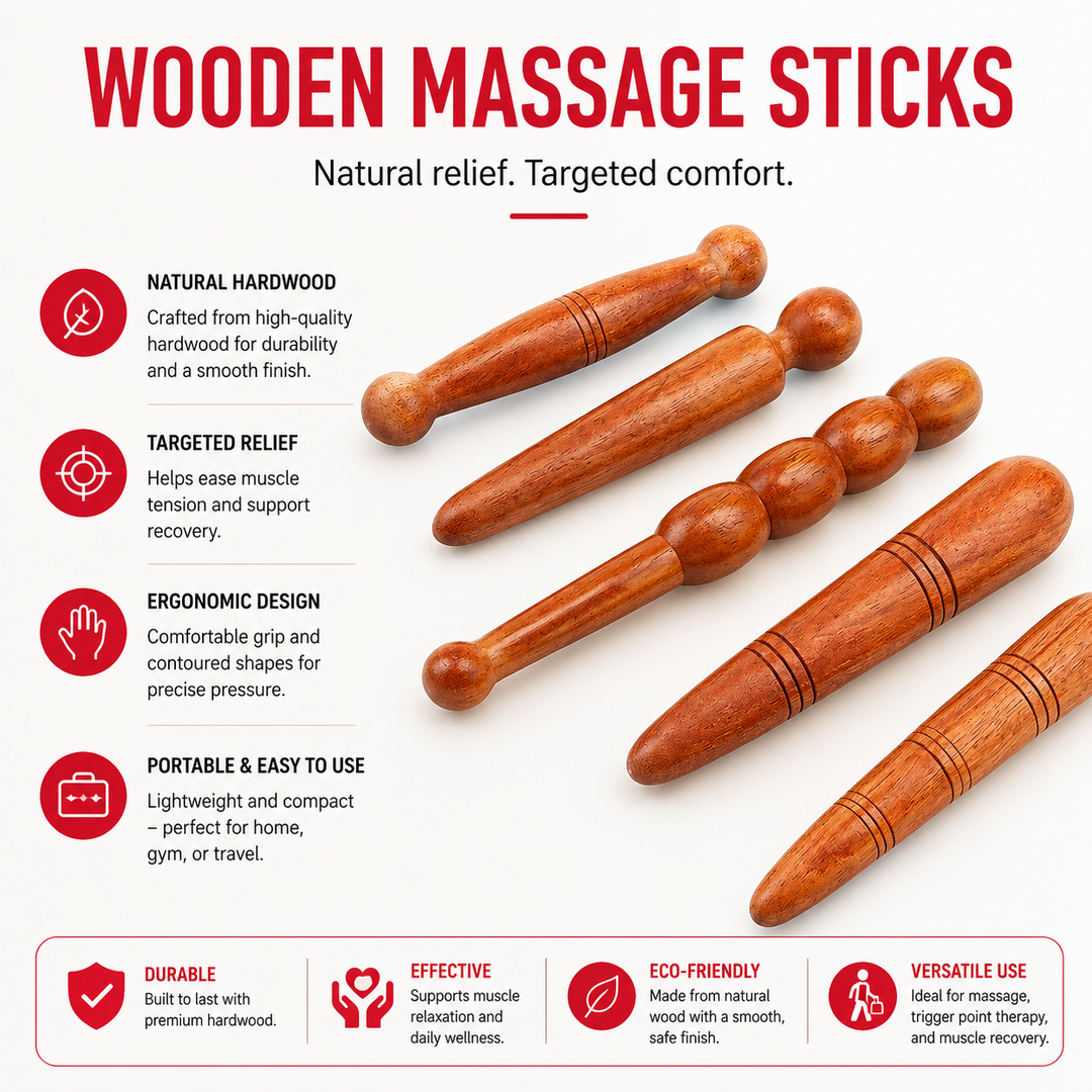 Premium Wooden Spa Massage Roller Stick Muscle Deep Tissue Body Massager Foot Back Cellulite Relief Relaxation Self Care Wellness Therapy Tool