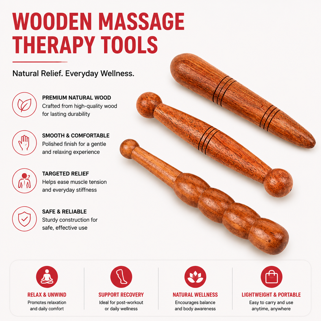 Premium Wooden Spa Massage Roller Stick Muscle Deep Tissue Body Massager Foot Back Cellulite Relief Relaxation Self Care Wellness Therapy Tool