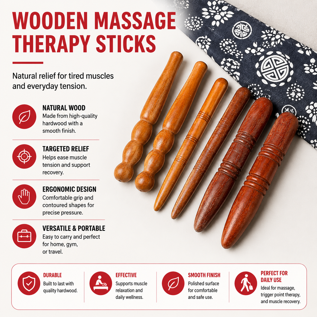 Premium Wooden Spa Massage Roller Stick Muscle Deep Tissue Body Massager Foot Back Cellulite Relief Relaxation Self Care Wellness Therapy Tool