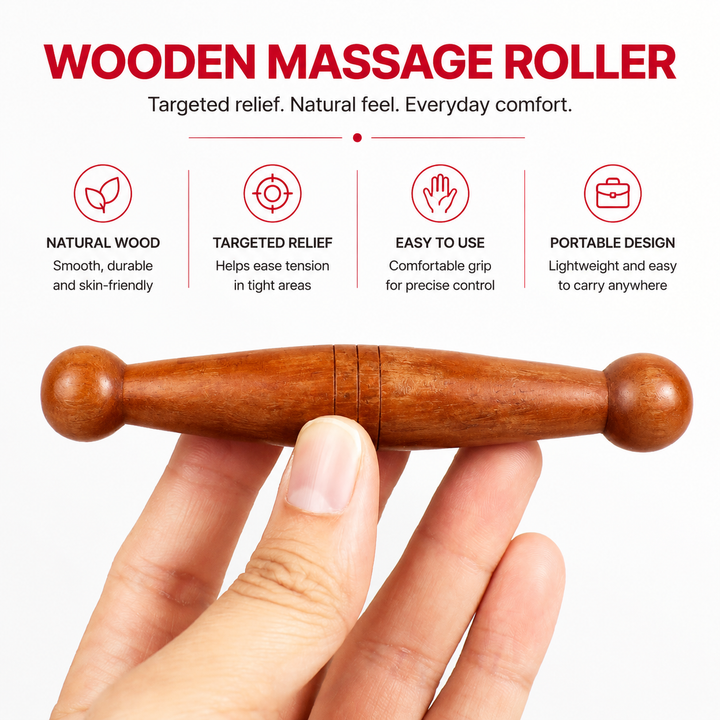 Premium Wooden Spa Massage Roller Stick Muscle Deep Tissue Body Massager Foot Back Cellulite Relief Relaxation Self Care Wellness Therapy Tool