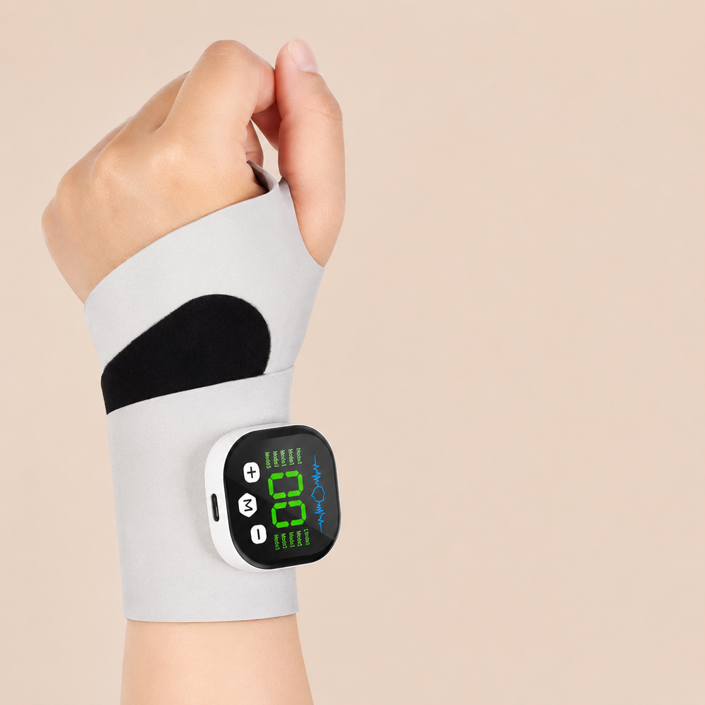 Premium Wrist Massager Cordless EMS Wrist Brace with Vibration 10 Massage Modes USB Rechargeable Hand and Wrist Support Device