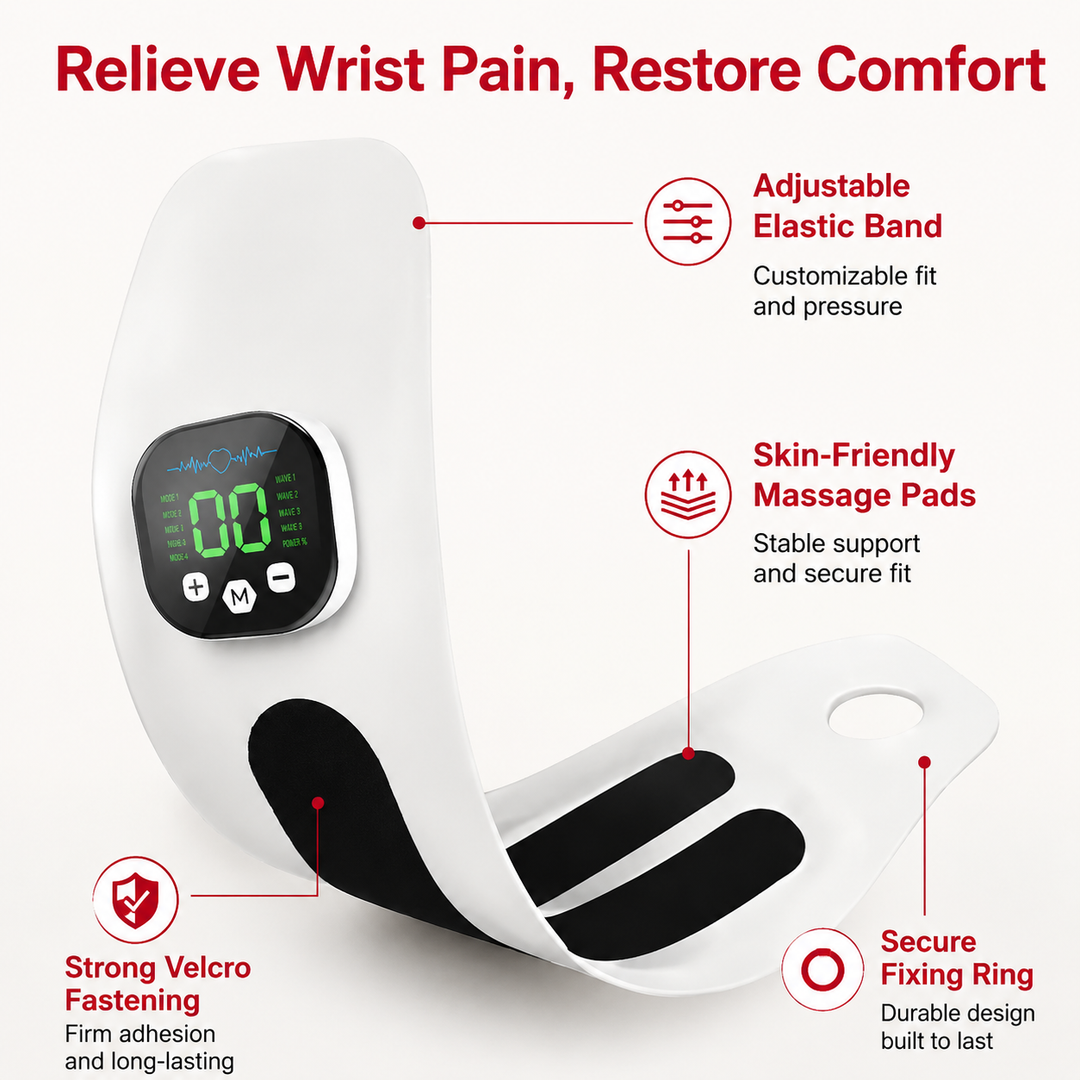 Premium Wrist Massager Cordless EMS Wrist Brace with Vibration 10 Massage Modes USB Rechargeable Hand and Wrist Support Device
