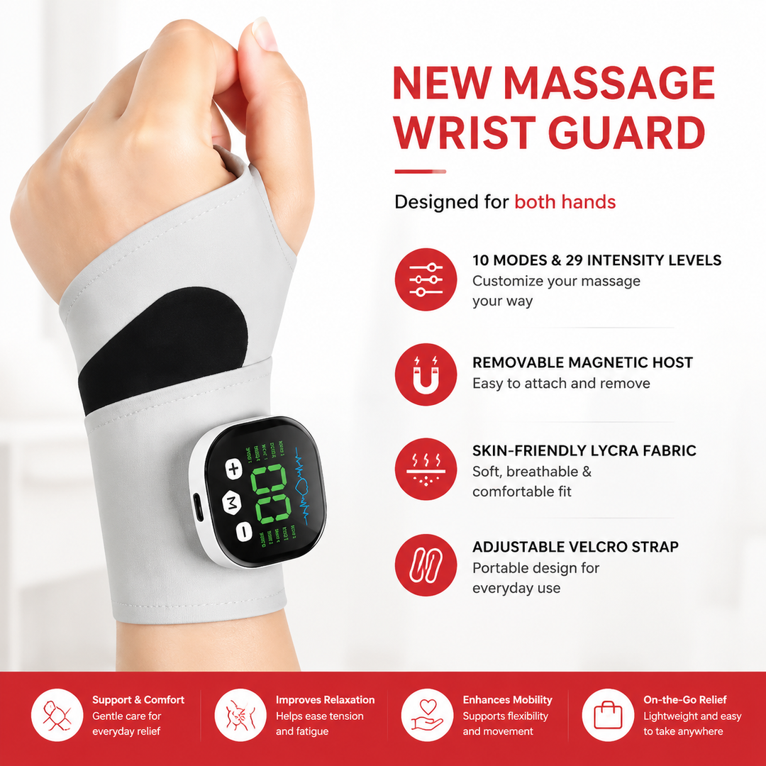Premium Wrist Massager Cordless EMS Wrist Brace with Vibration 10 Massage Modes USB Rechargeable Hand and Wrist Support Device
