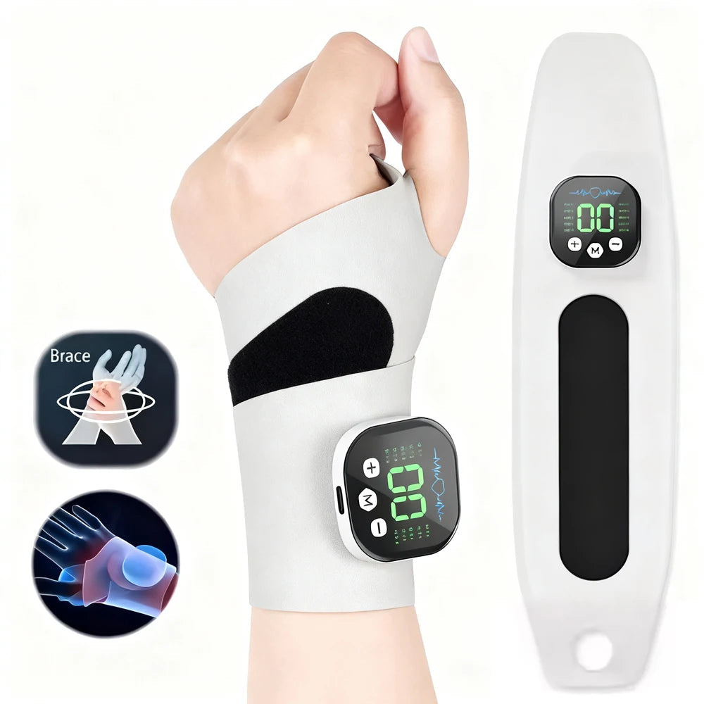 Premium Wrist Massager Cordless EMS Wrist Brace with Vibration 10 Massage Modes USB Rechargeable Hand and Wrist Support Device