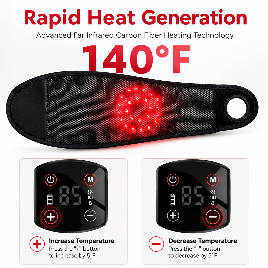 Premium Wrist Massager with Heat Cordless Heated Wrist Brace Vibration 5 Heat Levels Adjustable Fit Rechargeable Pain Relief Wrist Support Device