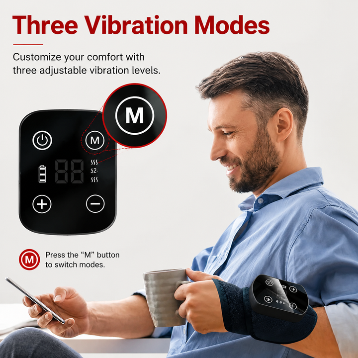 Premium Wrist Massager with Heat Cordless Heated Wrist Brace Vibration 5 Heat Levels Adjustable Fit Rechargeable Pain Relief Wrist Support Device