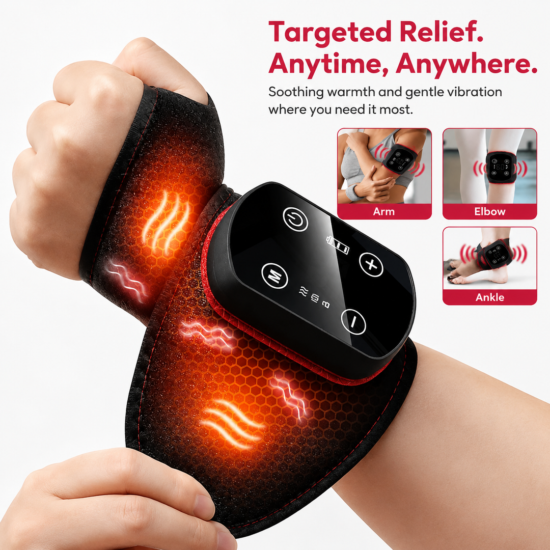 Premium Wrist Massager with Heat Cordless Heated Wrist Brace Vibration 5 Heat Levels Adjustable Fit Rechargeable Pain Relief Wrist Support Device