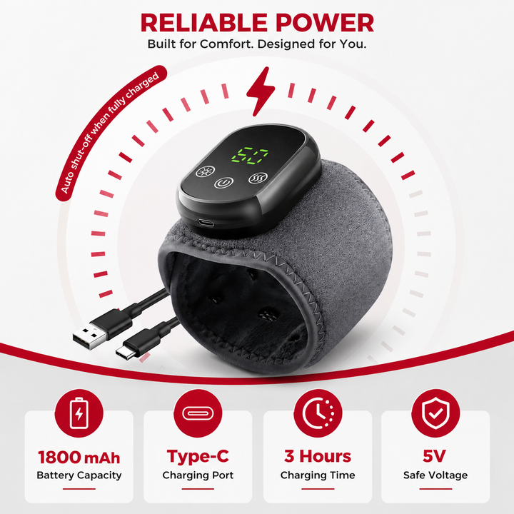 Premium Wrist Massager with Heat Electric Heated Wrist Brace Vibration Therapy Adjustable Strap Auto Timer Wrist Pain Relief Support Device