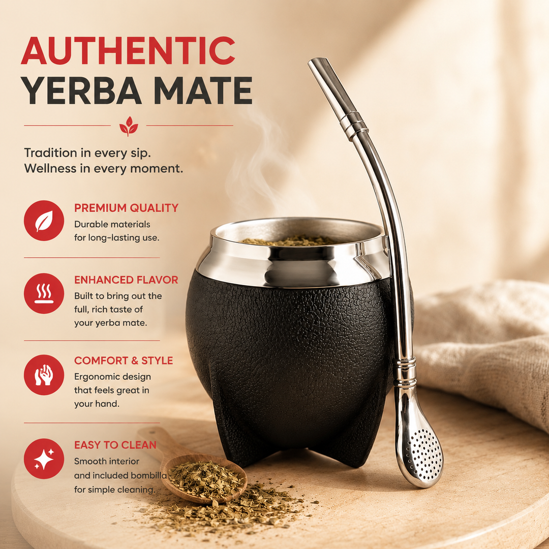 Premium Yerba Mate Gourd Set Insulated Stainless Steel Mate Cup with Bombilla Straw Cleaning Brush 10oz Travel Tea Mug Portable Drinkware Set