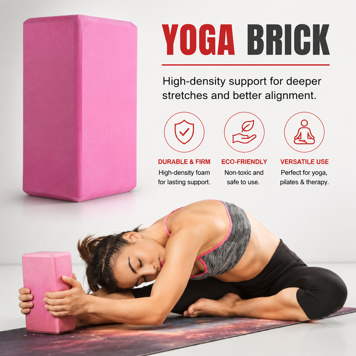 Premium Yoga Block EVA Foam Non Slip High Density Yoga Brick Lightweight Support Block 23×15×7.6cm Yoga Pilates Stretching Fitness Home Gym Studio Tool