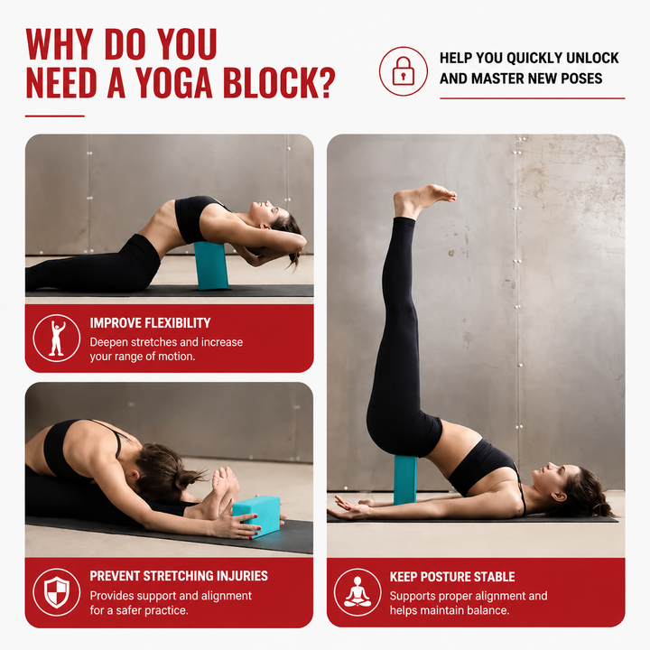 Premium Yoga Block EVA Foam Non Slip High Density Yoga Brick Lightweight Support Block 23×15×7.6cm Yoga Pilates Stretching Fitness Home Gym Studio Tool