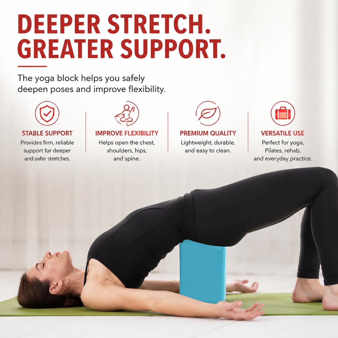 Premium Yoga Block EVA Foam Non Slip High Density Yoga Brick Lightweight Support Block 23×15×7.6cm Yoga Pilates Stretching Fitness Home Gym Studio Tool