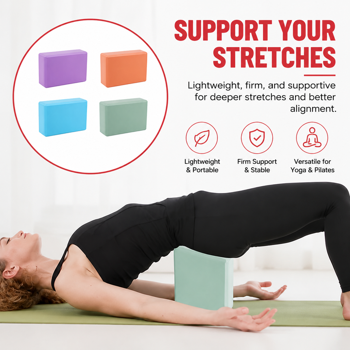 Premium Yoga Block EVA Foam Non Slip High Density Yoga Brick Lightweight Support Block 23×15×7.6cm Yoga Pilates Stretching Fitness Home Gym Studio Tool