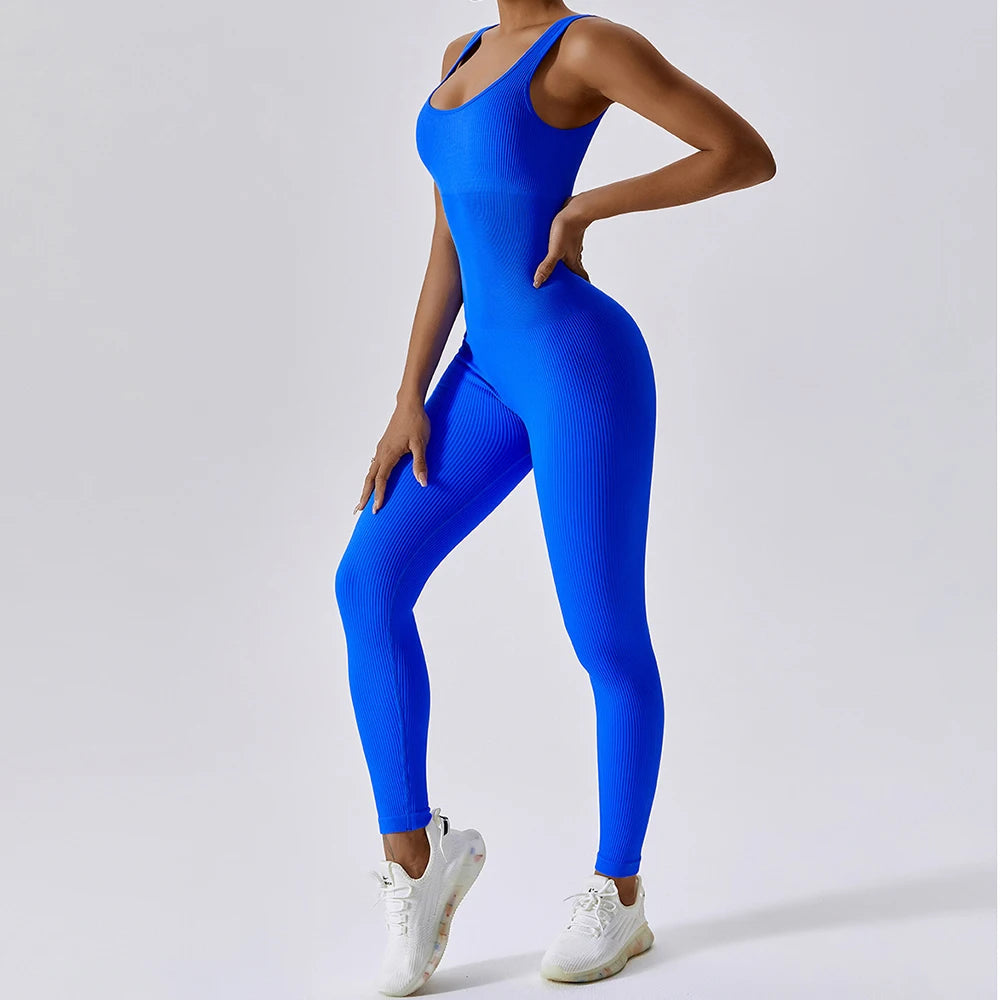 Premium Yoga Jumpsuit for Women Seamless One Piece Workout Bodysuit Quick-Dry Stretch Compression Fit Gym Yoga Activewear All Day Comfort