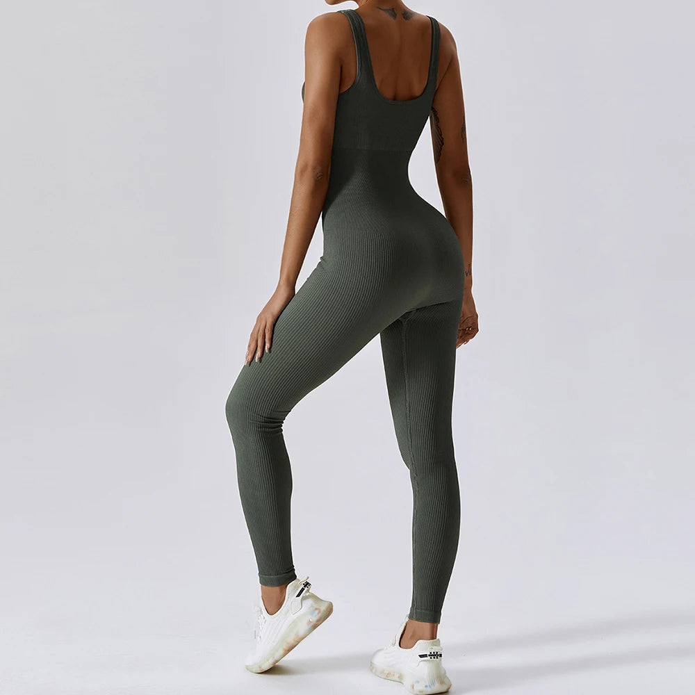 Premium Yoga Jumpsuit for Women Seamless One Piece Workout Bodysuit Quick-Dry Stretch Compression Fit Gym Yoga Activewear All Day Comfort