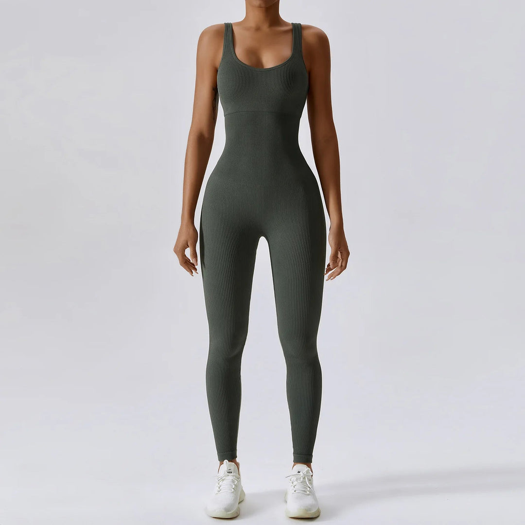 Premium Yoga Jumpsuit for Women Seamless One Piece Workout Bodysuit Quick-Dry Stretch Compression Fit Gym Yoga Activewear All Day Comfort