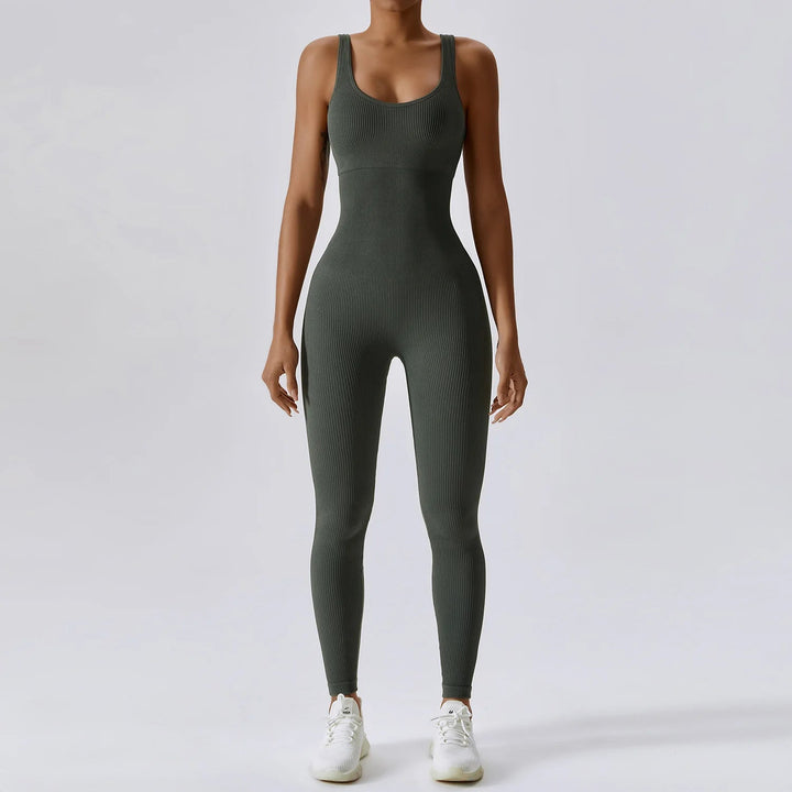 Premium Yoga Jumpsuit for Women Seamless One Piece Workout Bodysuit Quick-Dry Stretch Compression Fit Gym Yoga Activewear All Day Comfort