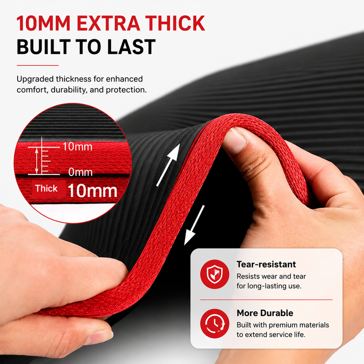 Premium Yoga Mat 10mm Extra Thick Non Slip Exercise Mat 183x61cm NRB Material Reversible Fitness Mat for Yoga Pilates Home Gym Workout Daily Use