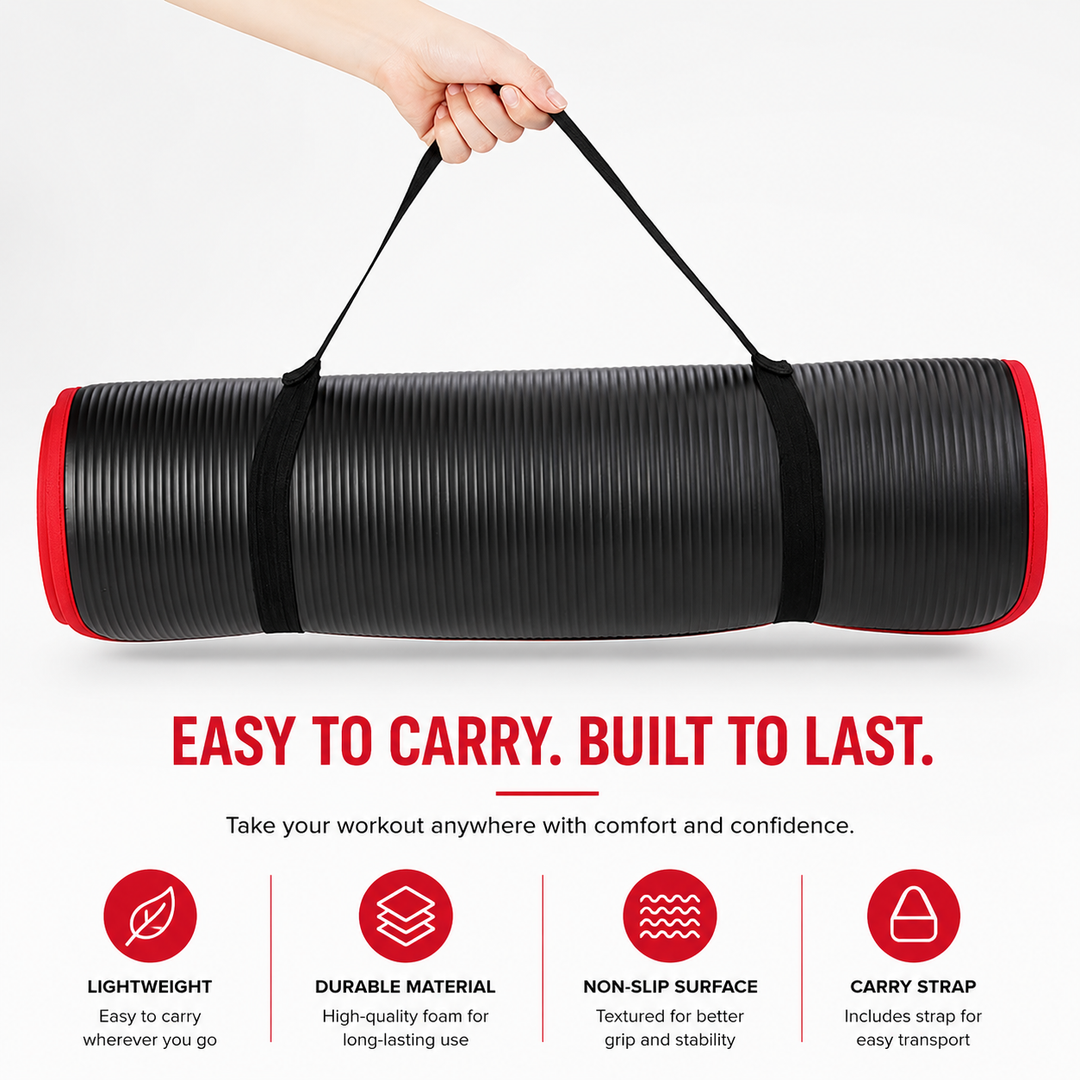 Premium Yoga Mat 10mm Extra Thick Non Slip Exercise Mat 183x61cm NRB Material Reversible Fitness Mat for Yoga Pilates Home Gym Workout Daily Use
