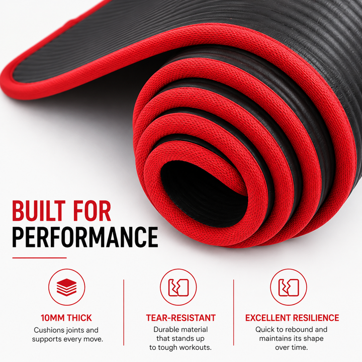 Premium Yoga Mat 10mm Extra Thick Non Slip Exercise Mat 183x61cm NRB Material Reversible Fitness Mat for Yoga Pilates Home Gym Workout Daily Use