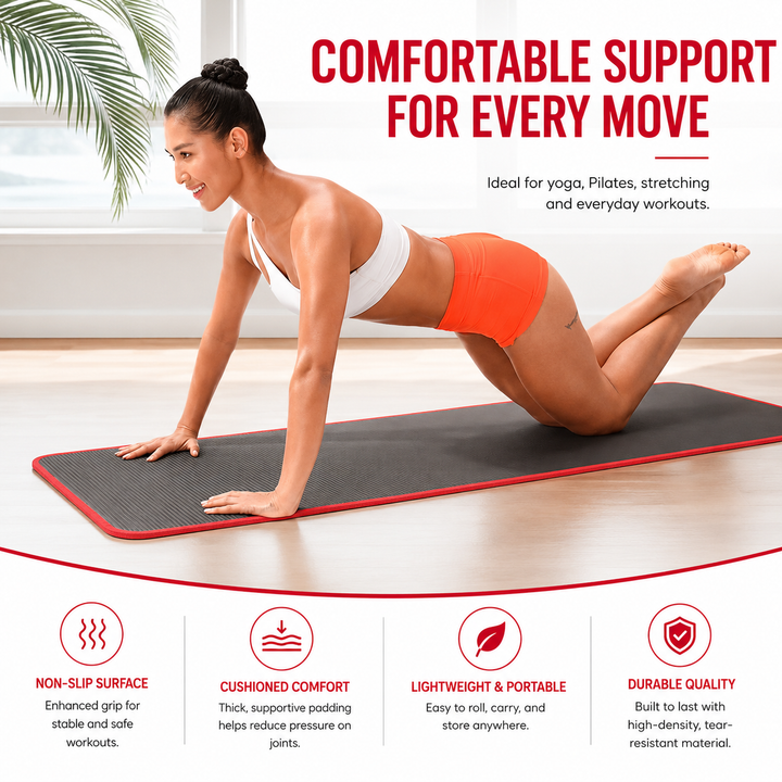 Premium Yoga Mat 10mm Extra Thick Non Slip Exercise Mat 183x61cm NRB Material Reversible Fitness Mat for Yoga Pilates Home Gym Workout Daily Use