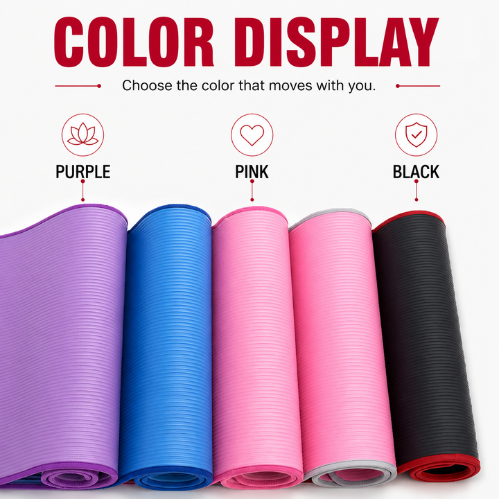 Premium Yoga Mat 10mm Extra Thick Non Slip Exercise Mat 183x61cm NRB Material Reversible Fitness Mat for Yoga Pilates Home Gym Workout Daily Use