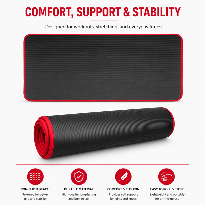 Premium Yoga Mat 10mm Extra Thick Non Slip Exercise Mat 183x61cm NRB Material Reversible Fitness Mat for Yoga Pilates Home Gym Workout Daily Use