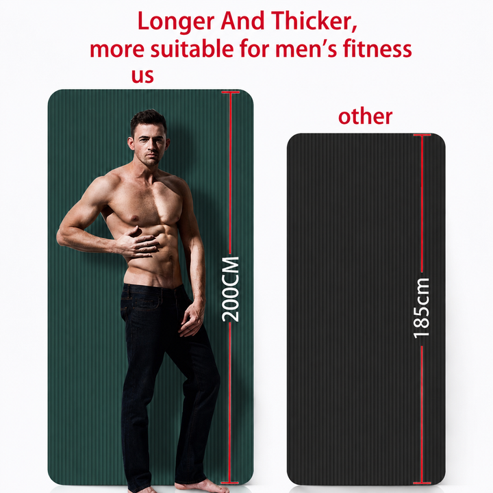 Premium Yoga Mat 2M Extra Long 15MM Thick High Density Exercise Mat Anti Slip Waterproof Fitness Pilates Mat Carry Bag Home Gym Training Mat