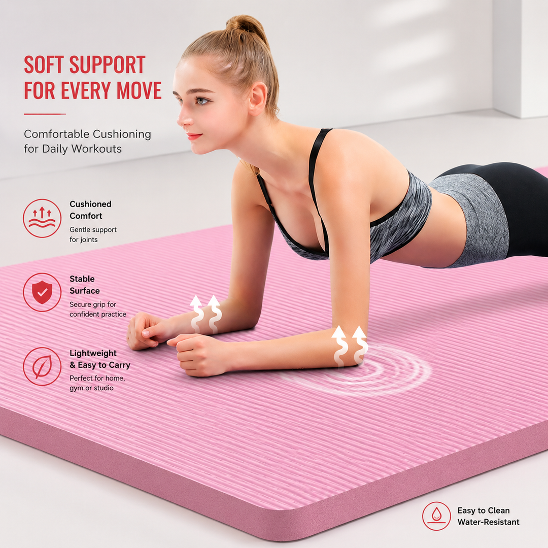 Premium Yoga Mat 2M Extra Long 15MM Thick High Density Exercise Mat Anti Slip Waterproof Fitness Pilates Mat Carry Bag Home Gym Training Mat