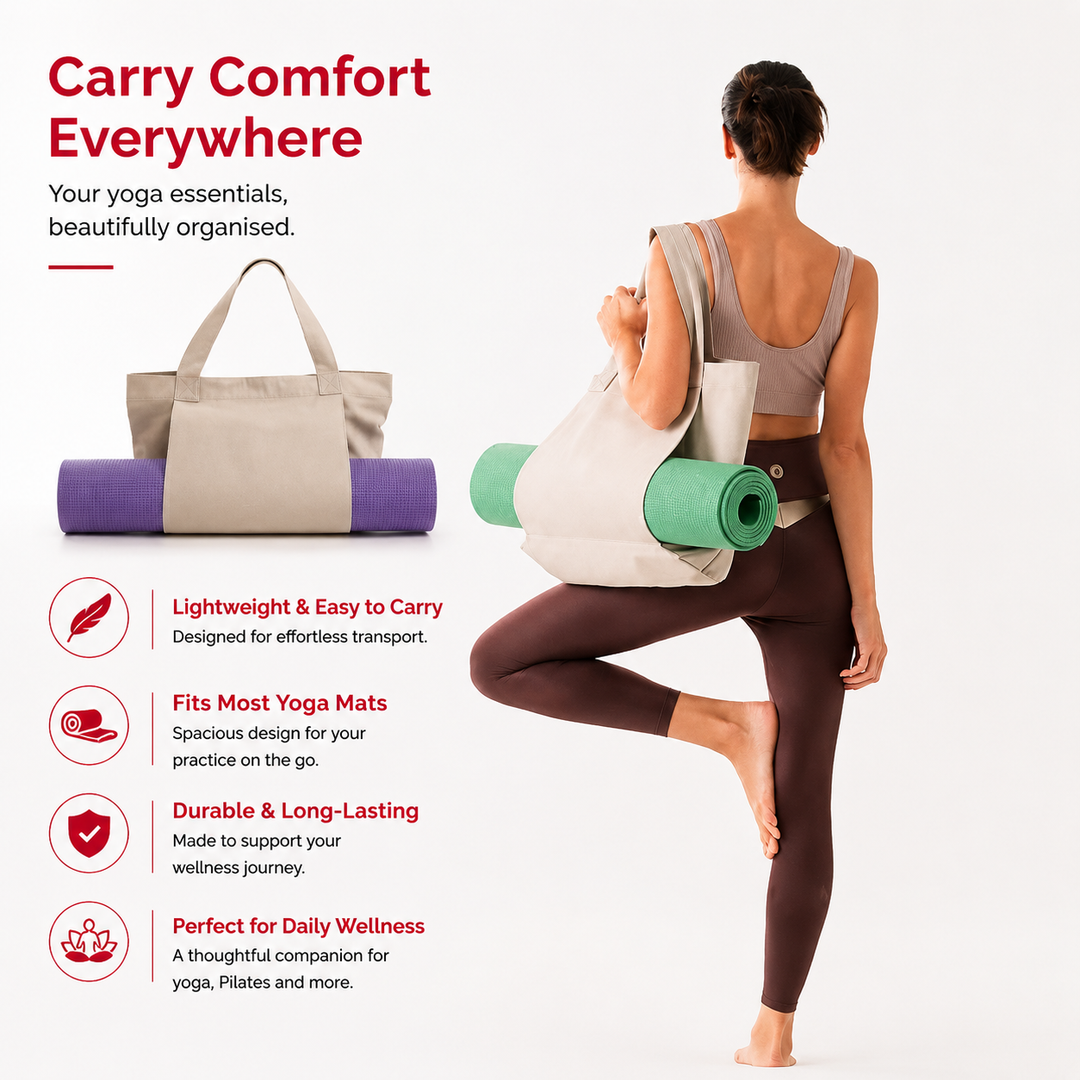 Premium Yoga Mat Carry Bag Canvas Yoga Mat Tote with Adjustable Shoulder Strap Extra Storage Gym Studio Travel Lightweight Fitness Mat Carrier Bag