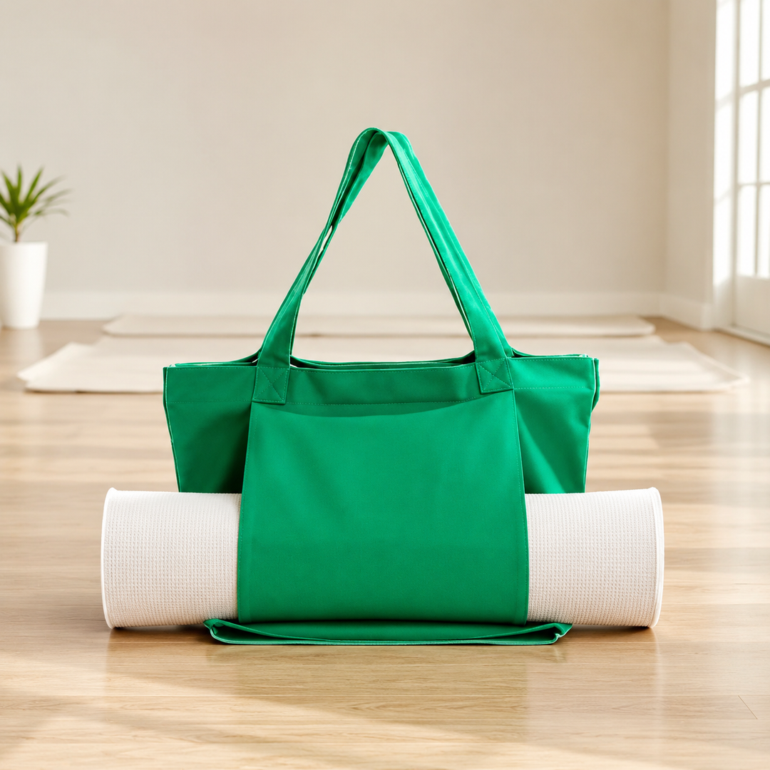 Premium Yoga Mat Carry Bag Canvas Yoga Mat Tote with Adjustable Shoulder Strap Extra Storage Gym Studio Travel Lightweight Fitness Mat Carrier Bag