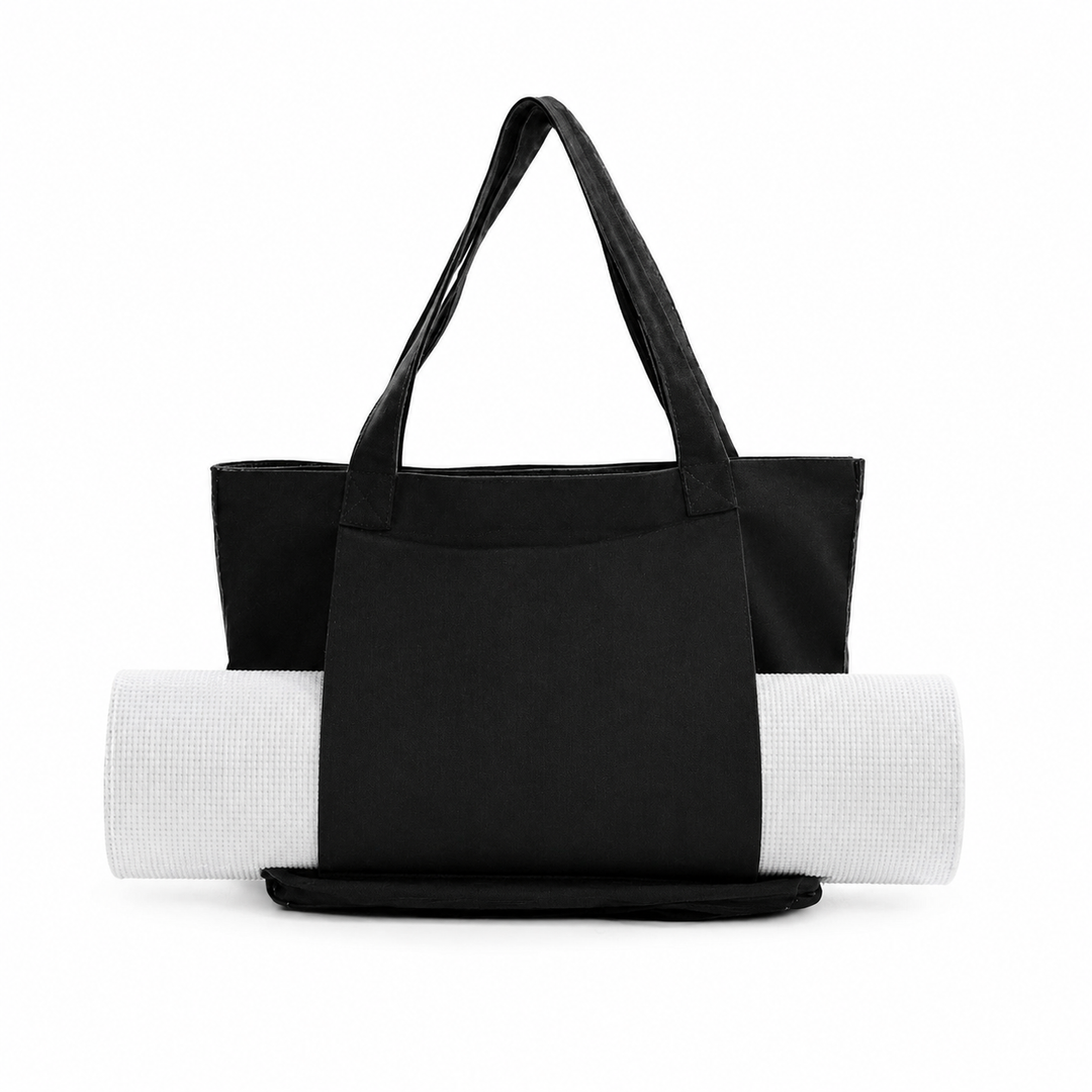 Premium Yoga Mat Carry Bag Canvas Yoga Mat Tote with Adjustable Shoulder Strap Extra Storage Gym Studio Travel Lightweight Fitness Mat Carrier Bag