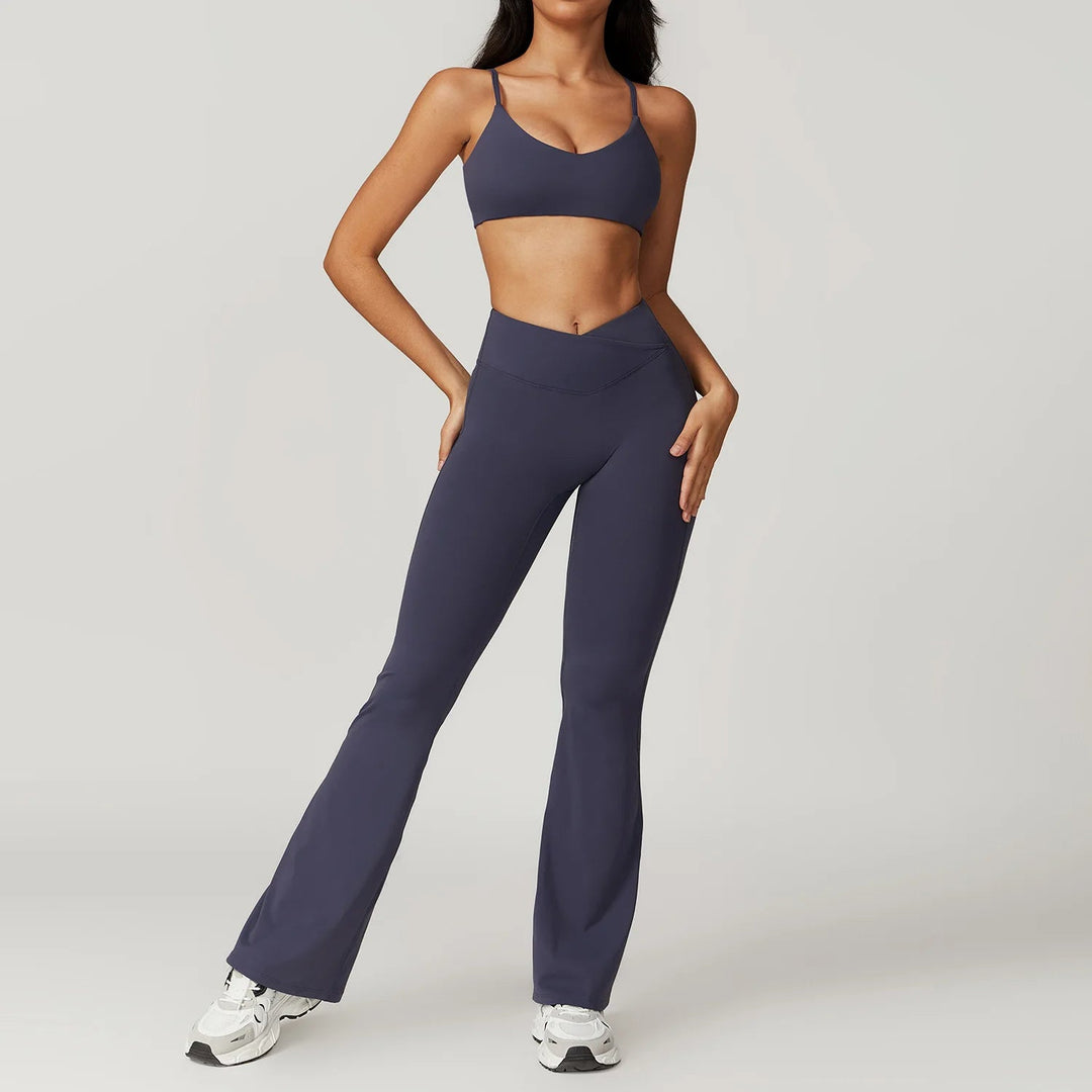 Premium Yoga Set for Women 2 Piece Short Sleeve Crop Top High Waisted Leggings Workout Outfit Quick Dry Stretch Fitness Activewear Breathable GymSportswear