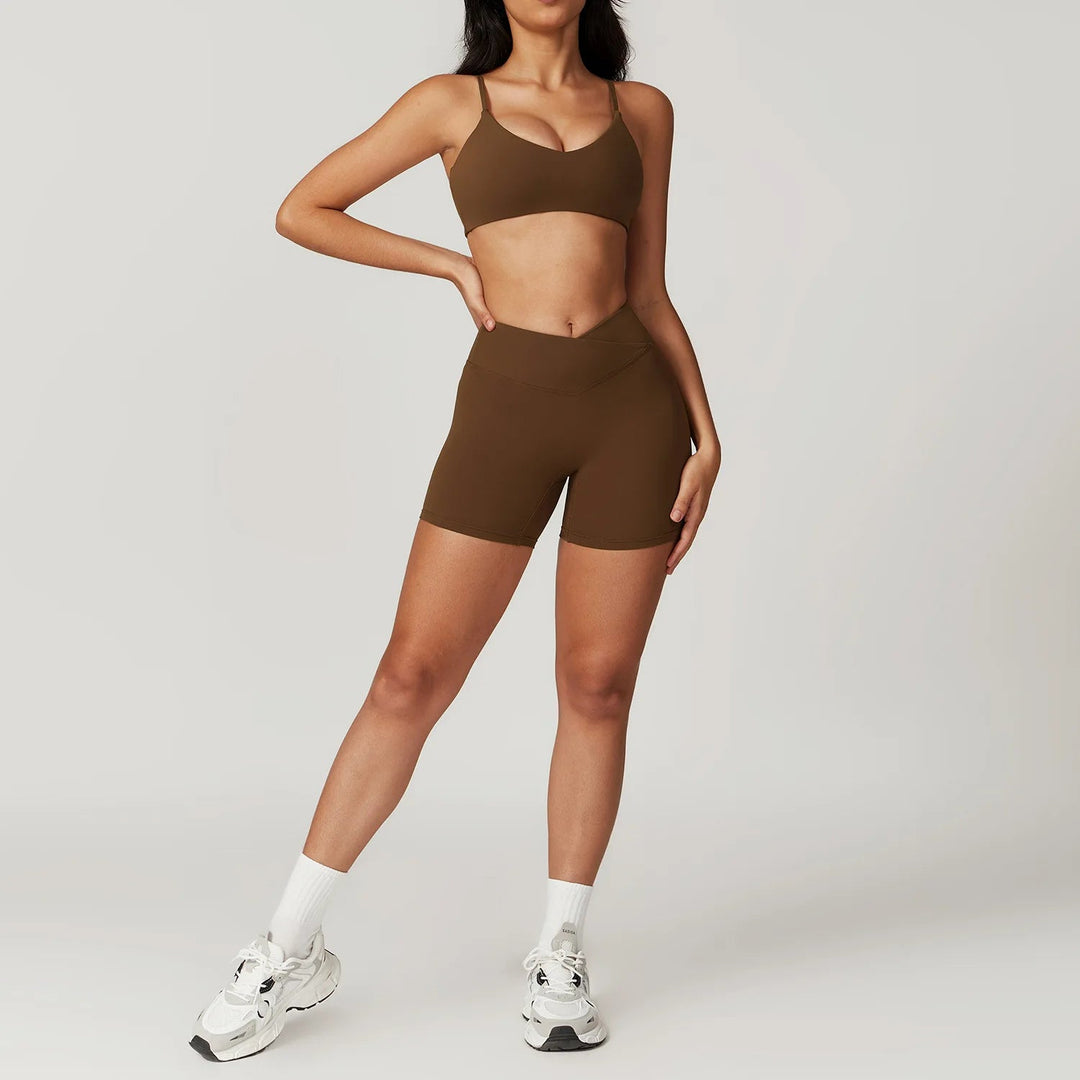 Premium Yoga Set for Women 2 Piece Short Sleeve Crop Top High Waisted Leggings Workout Outfit Quick Dry Stretch Fitness Activewear Breathable GymSportswear