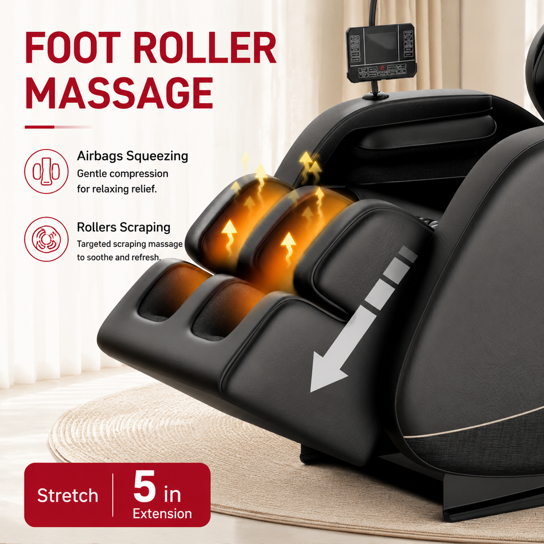 Premium Zero Gravity Full Body Massage Chair Heating Recliner Airbags Foot Rollers Touch Screen Bluetooth Home Ergonomic Shiatsu Relaxation Comfort Seat Furniture Use