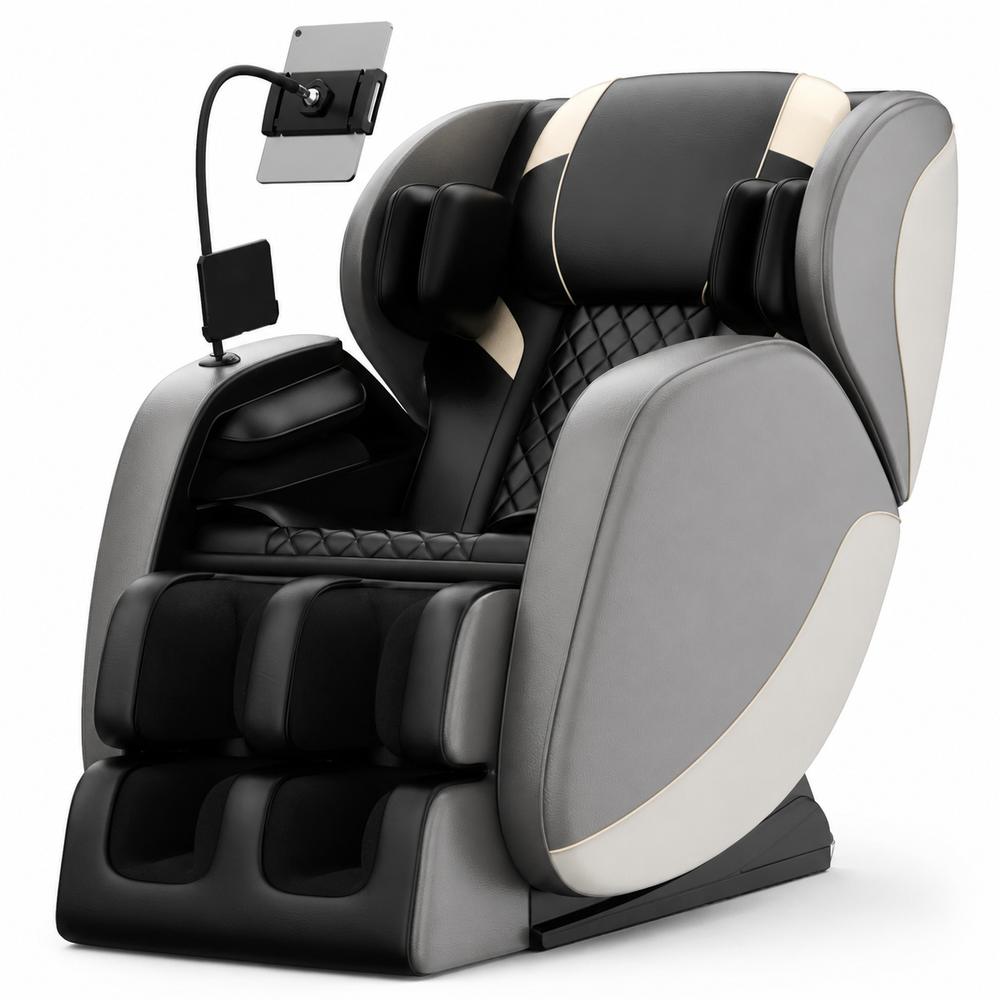 Premium Zero Gravity Full Body Massage Chair Heating Recliner Airbags Foot Rollers Touch Screen Bluetooth Home Ergonomic Shiatsu Relaxation Comfort Seat Furniture Use