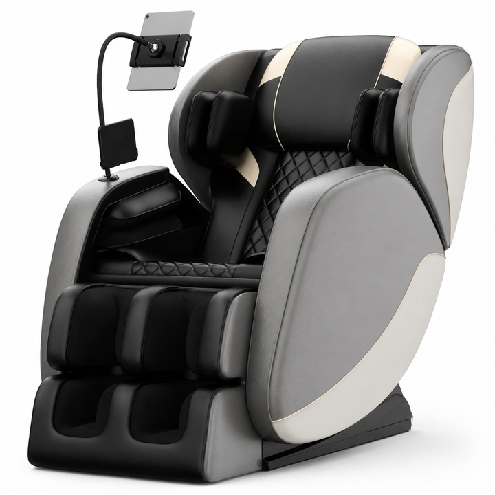 Premium Zero Gravity Full Body Massage Chair Heating Recliner Airbags Foot Rollers Touch Screen Bluetooth Home Ergonomic Shiatsu Relaxation Comfort Seat Furniture Use