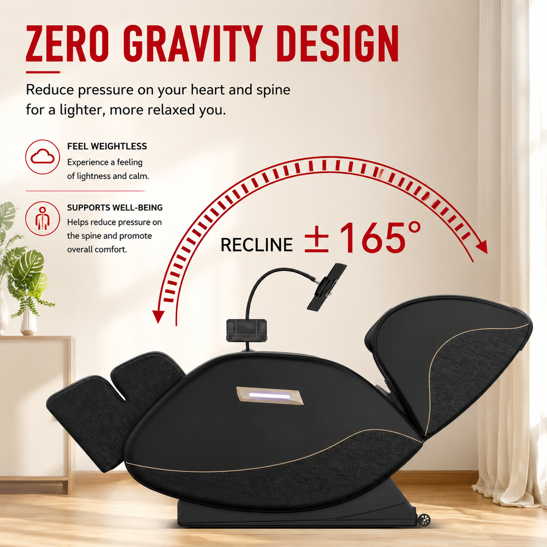 Premium Zero Gravity Full Body Massage Chair Heating Recliner Airbags Foot Rollers Touch Screen Bluetooth Home Ergonomic Shiatsu Relaxation Comfort Seat Furniture Use