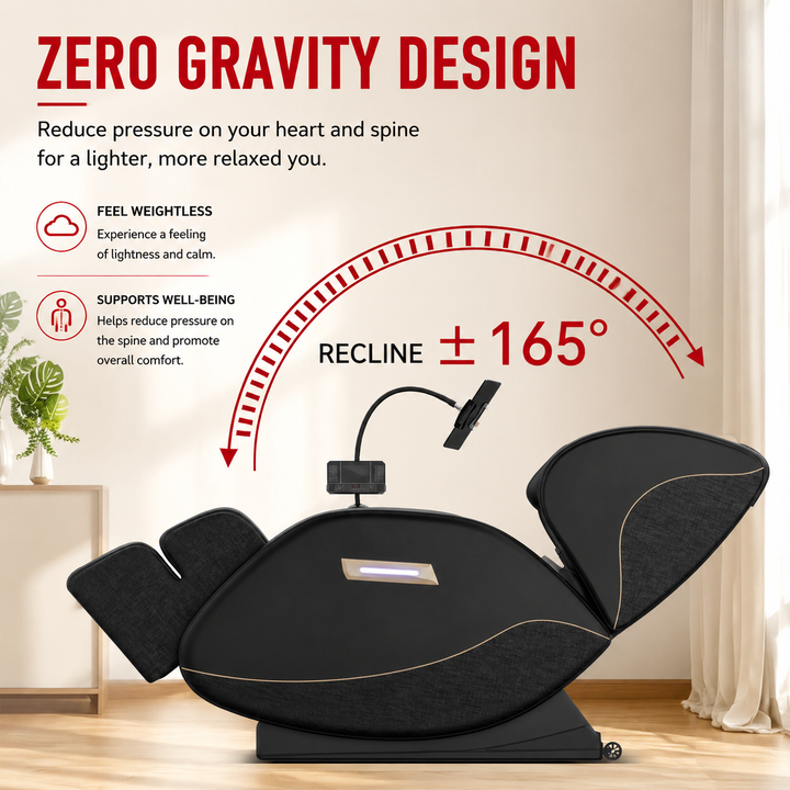 Premium Zero Gravity Full Body Massage Chair Heating Recliner Airbags Foot Rollers Touch Screen Bluetooth Home Ergonomic Shiatsu Relaxation Comfort Seat Furniture Use