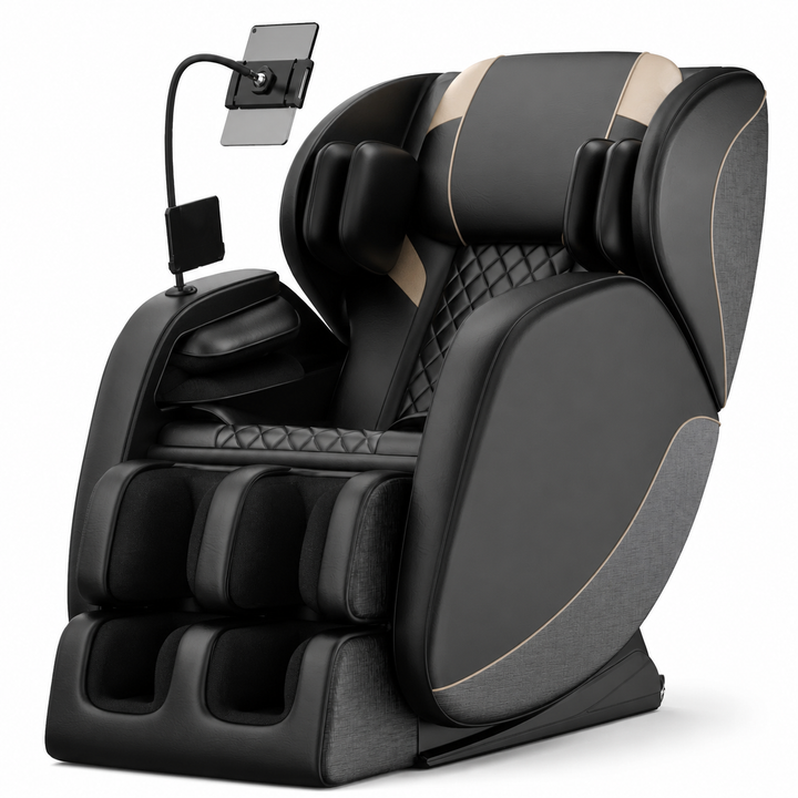 Premium Zero Gravity Full Body Massage Chair Heating Recliner Airbags Foot Rollers Touch Screen Bluetooth Home Ergonomic Shiatsu Relaxation Comfort Seat Furniture Use