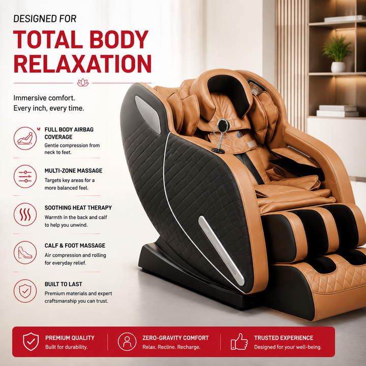 Premium Zero Gravity Massage Chair Full Body Electric Recliner Shiatsu Air Compression Heat Bluetooth Audio Sofa Style Deep Relaxation Home Luxury Comfort Furniture Use