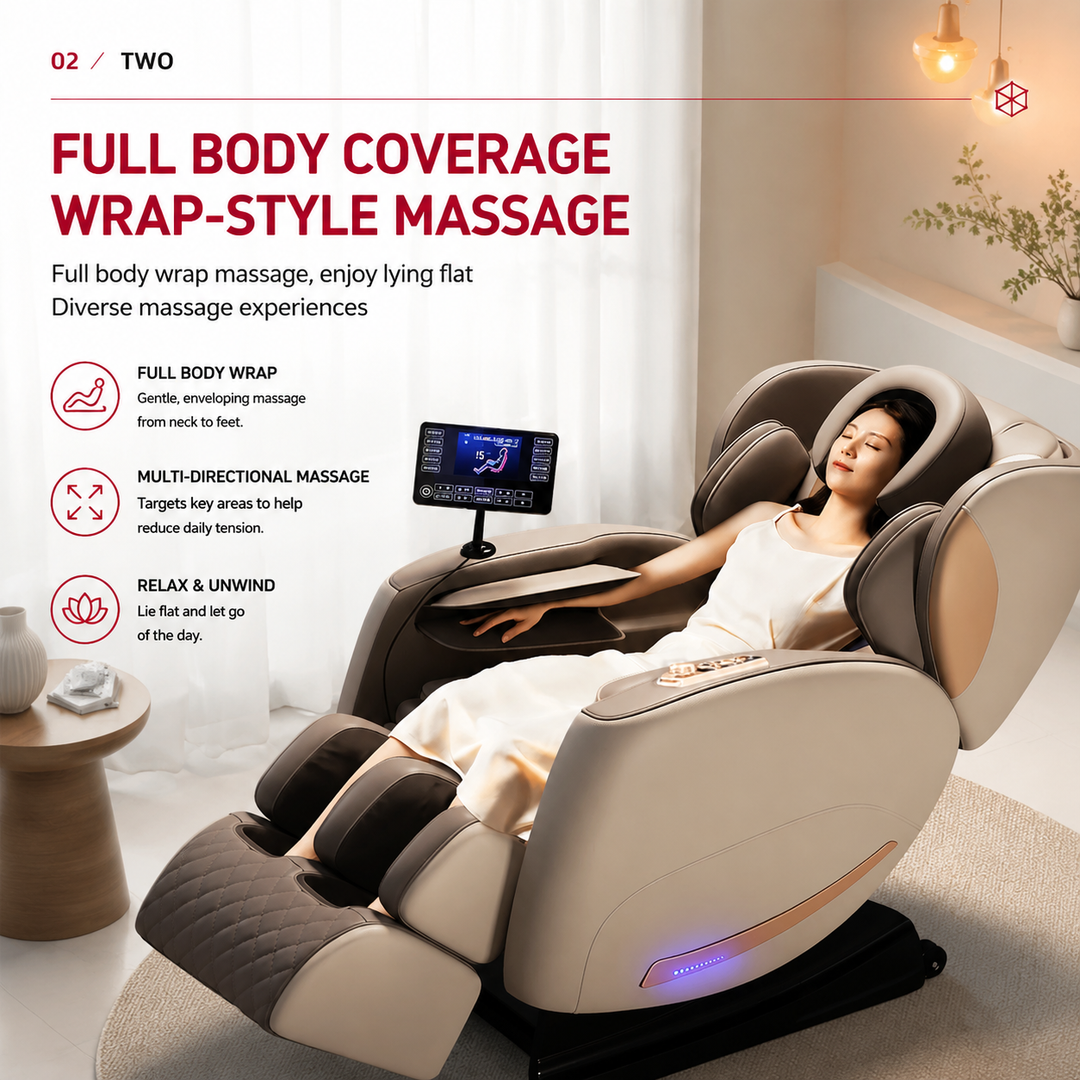 Premium Zero Gravity Massage Chair Full Body Electric Recliner Shiatsu Air Compression Heat Bluetooth Audio Sofa Style Deep Relaxation Home Luxury Comfort Furniture Use