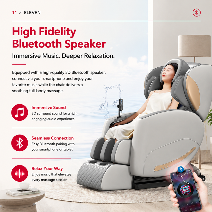 Premium Zero Gravity Massage Chair Full Body Electric Recliner Shiatsu Air Compression Heat Bluetooth Audio Sofa Style Deep Relaxation Home Luxury Comfort Furniture Use
