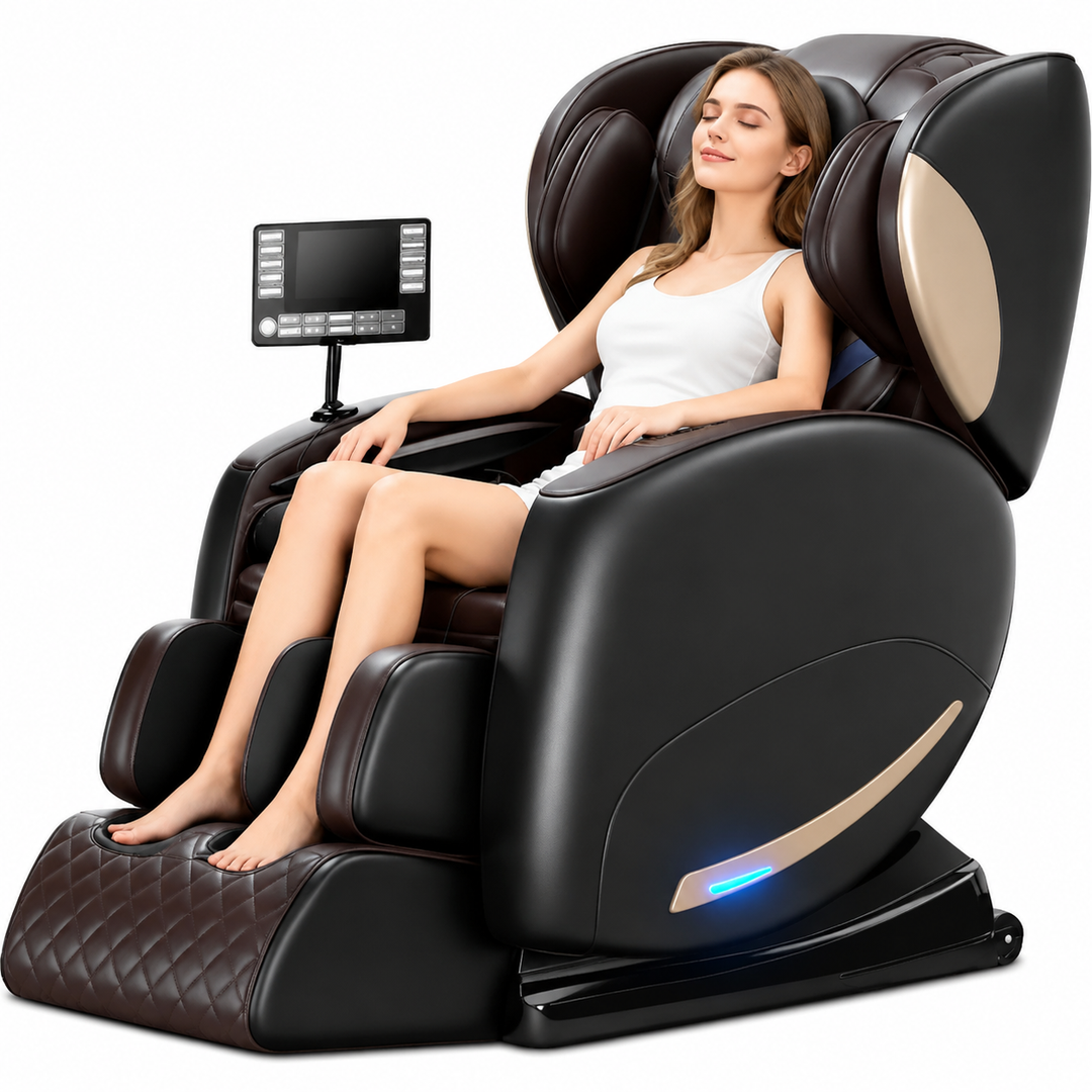Premium Zero Gravity Massage Chair Full Body Electric Recliner Shiatsu Air Compression Heat Bluetooth Audio Sofa Style Deep Relaxation Home Luxury Comfort Furniture Use