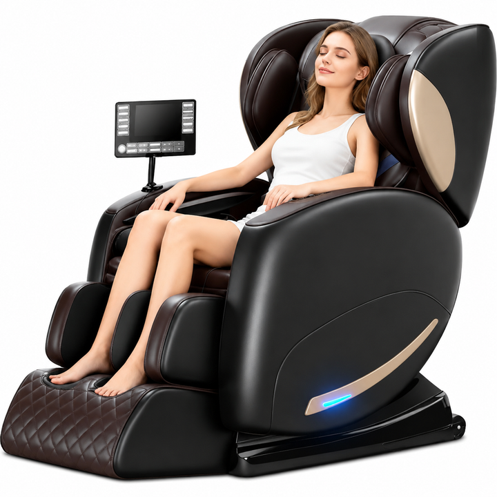 Premium Zero Gravity Massage Chair Full Body Electric Recliner Shiatsu Air Compression Heat Bluetooth Audio Sofa Style Deep Relaxation Home Luxury Comfort Furniture Use